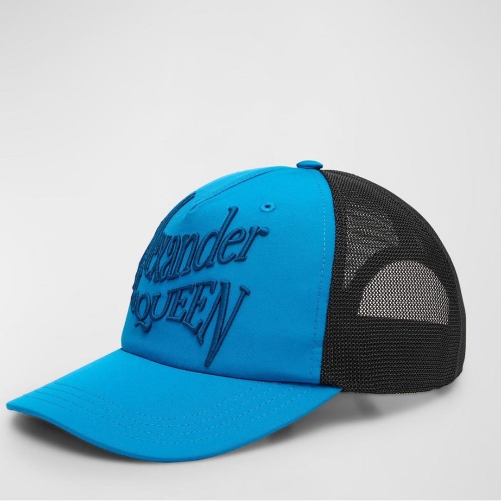 ALEXANDER MCQUEEN WARPED EMBROIDERED LOGO TRUCKER HAT NEW
